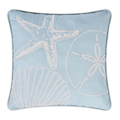 13.5" x 13.5" Beach Shells Embroidered Throw Pillow