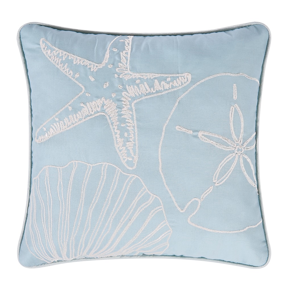 13.5" x 13.5" Beach Shells Embroidered Throw Pillow