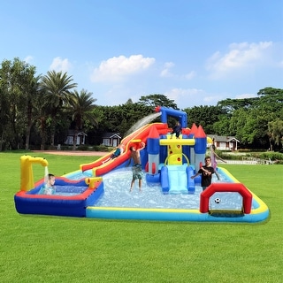 7 In1 Inflatable Slide Water Park Trampoline Bouncing House Yard - 227"