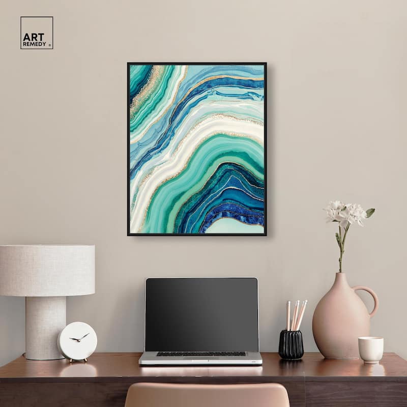 Blue Green Abstract Agate I Canvas by Art Remedy