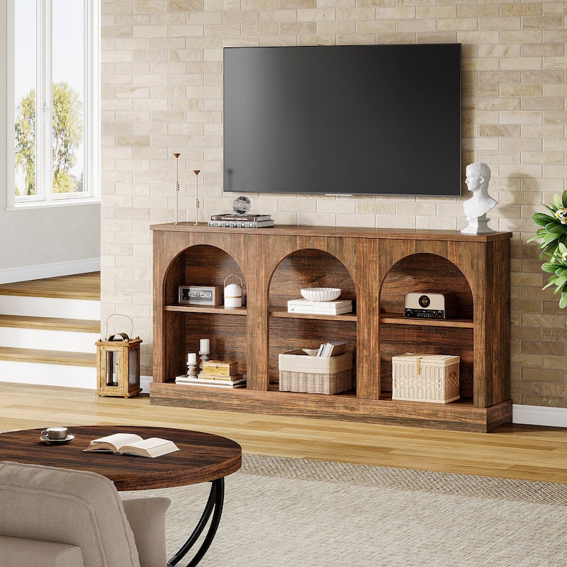 Farmhouse TV Stand for TVs Up to 65 Inches, Farmhouse Entertainment Center with Storage