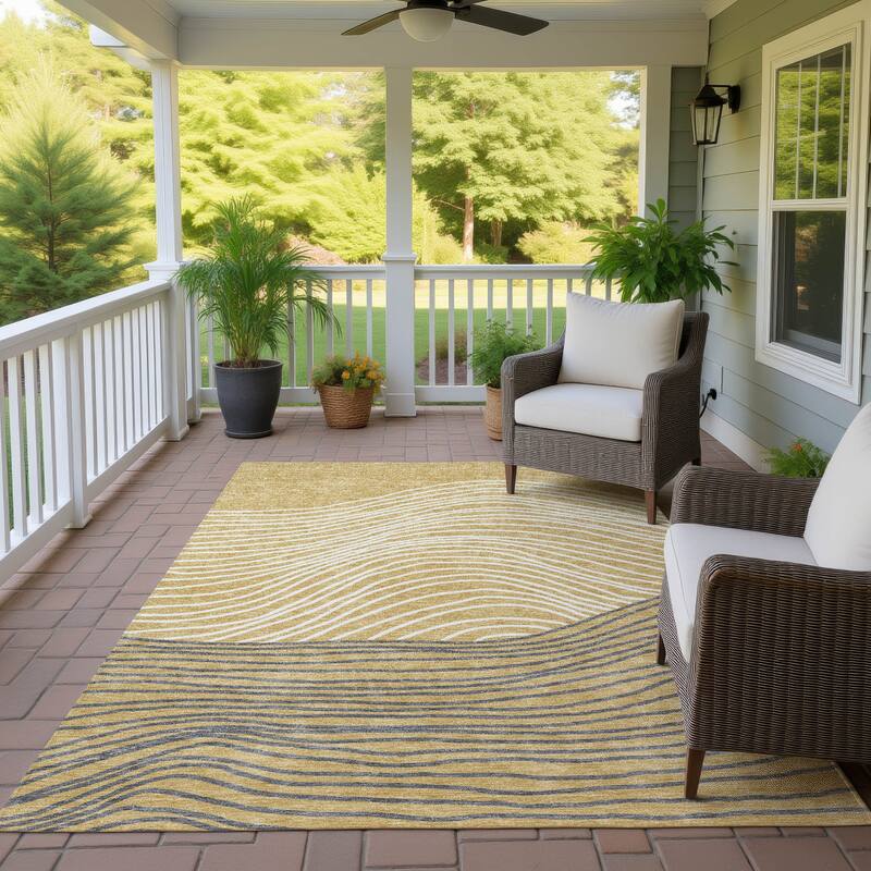 Machine Washable Indoor/ Outdoor Modern Arches Chantille Rug