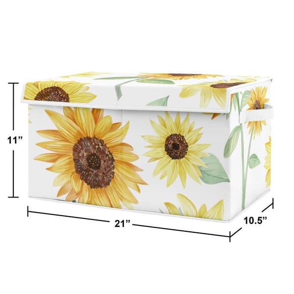 Sunflower Boho Floral Collection Girl Kids Fabric Toy Bin Storage - Yellow, Green and White Farmhouse Watercolor Flower