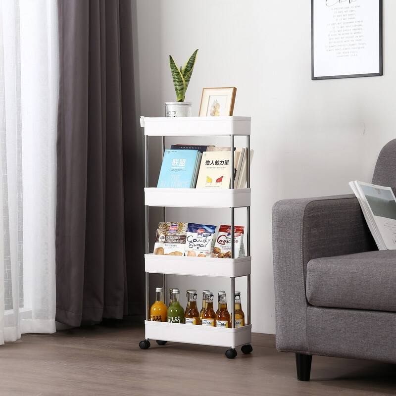 4-Layer Ultra-thin Mobile Multi-functional Slim Storage Cart Storage Cabinet