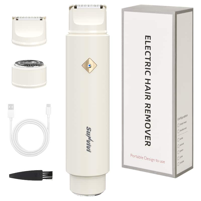 2-in-1 Dual Head Electric Bikini Trimmer for Women - White