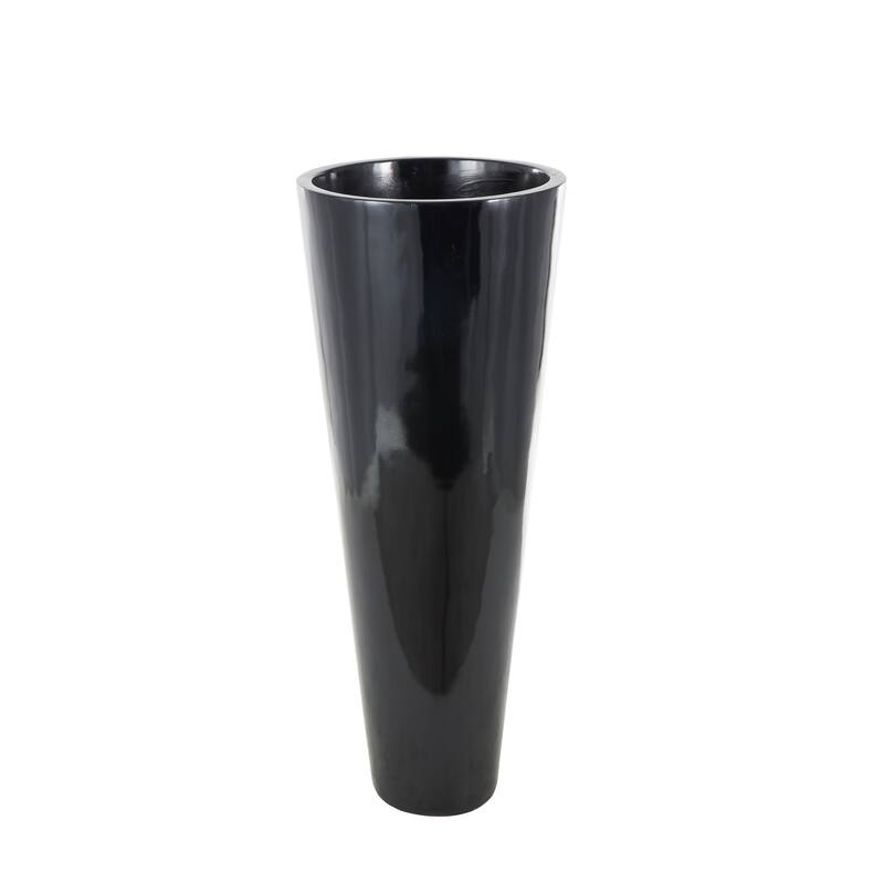 Black Fiberglass Minimalistic Floor Decorative Vase