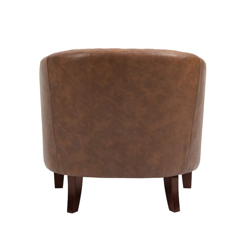 Faux Leather Barrel Accent Chair