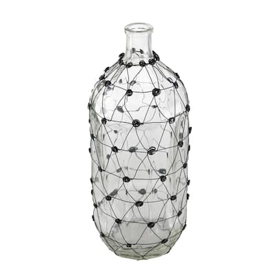 A&B Home 18-inch Clear and Black Glass Wire Vase