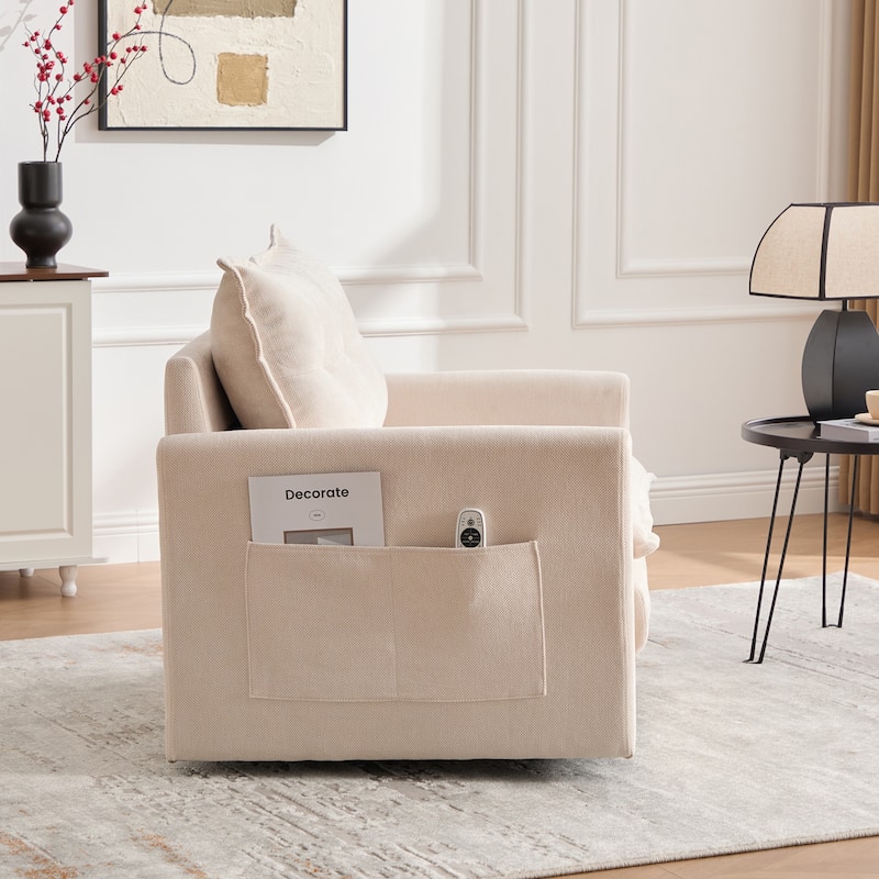 GDFStudio - Chenille 36.22" Swivel Barrel Chair