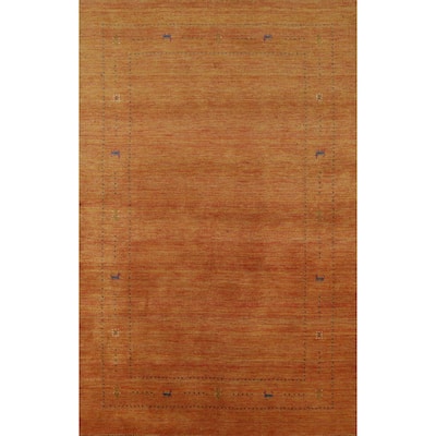 Hand Knotted Oriental 100% Wool Carpet Tribal Animal Pictorial Oranges & Rust Gabbeh Area Rug - 7' 7'' X 4' 11''
