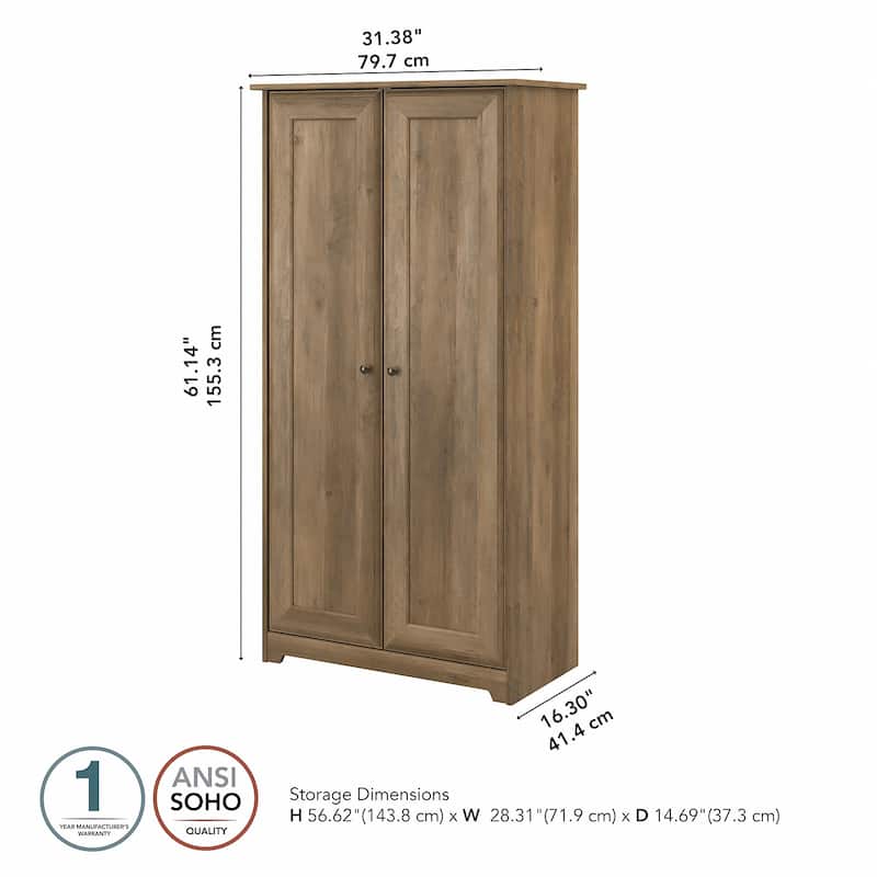 Cabot Espresso Oak Tall Storage Cabinet with Doors - 31.38"L x 16.30"W x 61.14"H