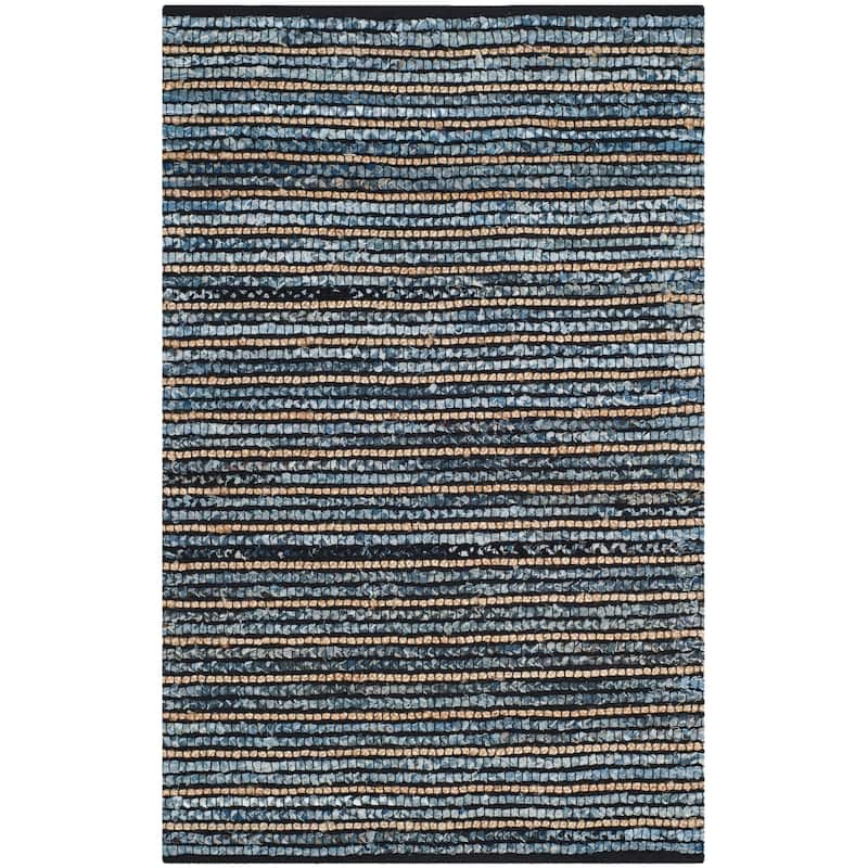 SAFAVIEH Handmade Cape Cod Shinako Bohemian Jute Rug - 4' x 6' - Blue/Natural