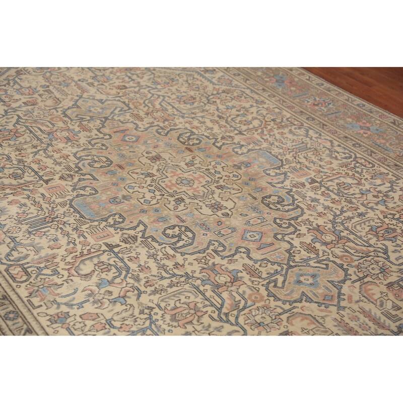 Floral Pink Tabriz Persian Area Rug Hand-Knotted Wool Carpet - 7'11"x 11'0"