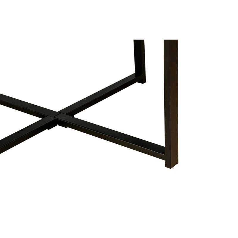 Roomfitters 30 Inch Octagonal Coffee Table, Farmhouse Wood Center Table with Metal Cross Legs for Living Room