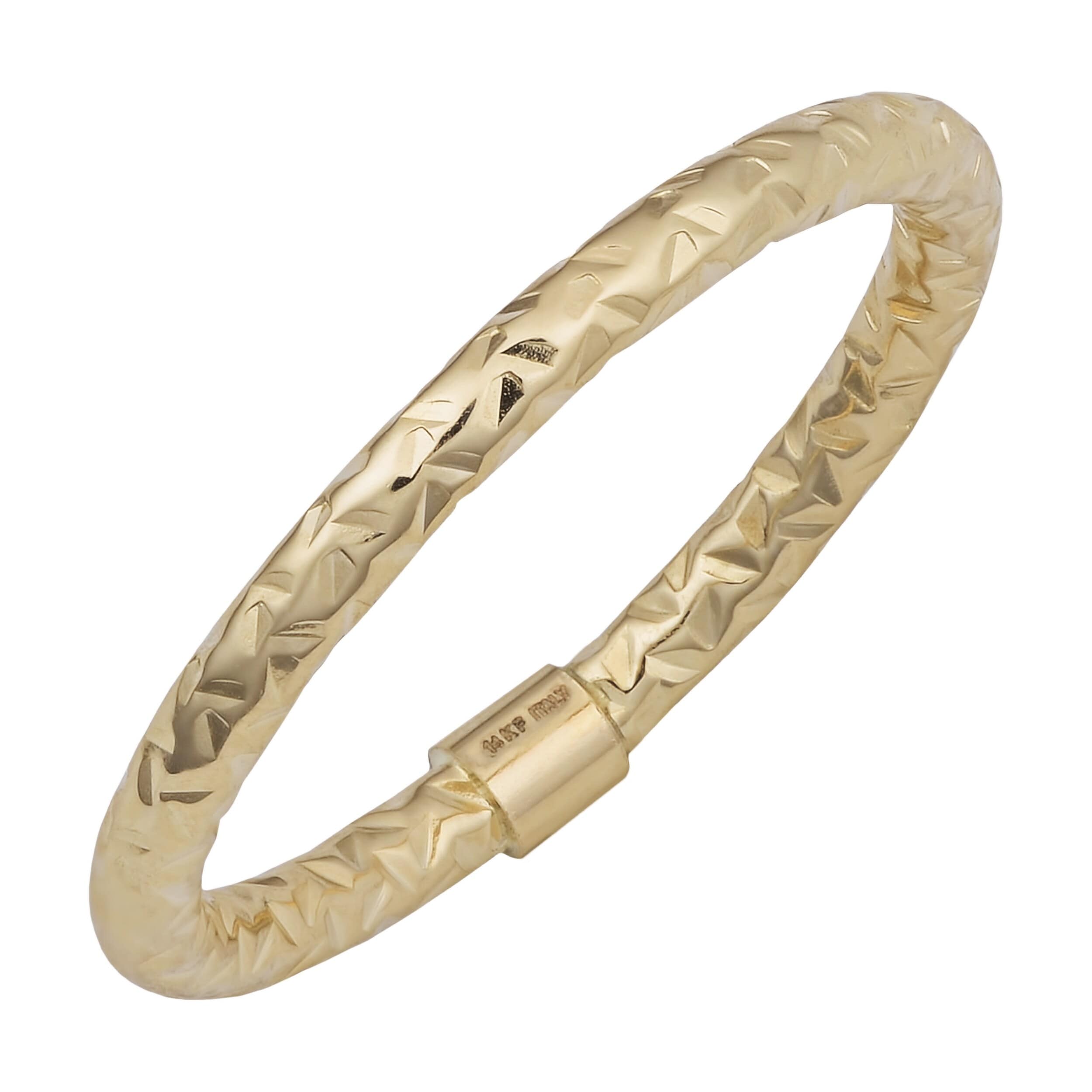 Au Naturale 14k Gold Stylish Diamond-cut Stackable Ring