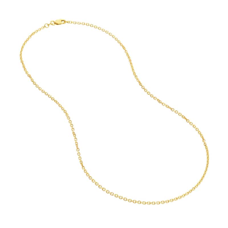 Curata 14k Yellow Gold 1.8mm Diamond Cut Open Cable Chain Necklace (Lobster)