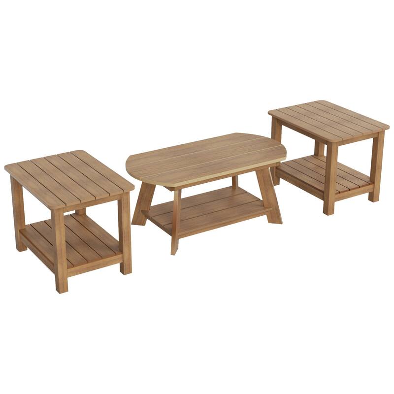 Vineyard HIPS Outdoor Eco-Friendly Coffee Table and Side Tables (3-Piece Set)