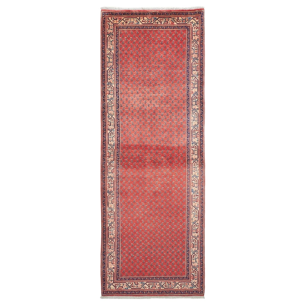 ECARPETGALLERY Hand-knotted Andelz Red Wool Rug - 3'4 x 9'5