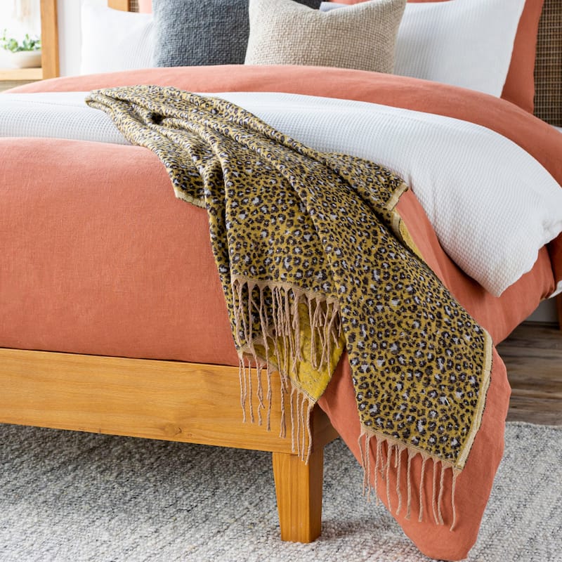 Artistic Weavers Wilma Animal Print Cotton Blend Throw - 50"W x 60"L - Yellow/Black