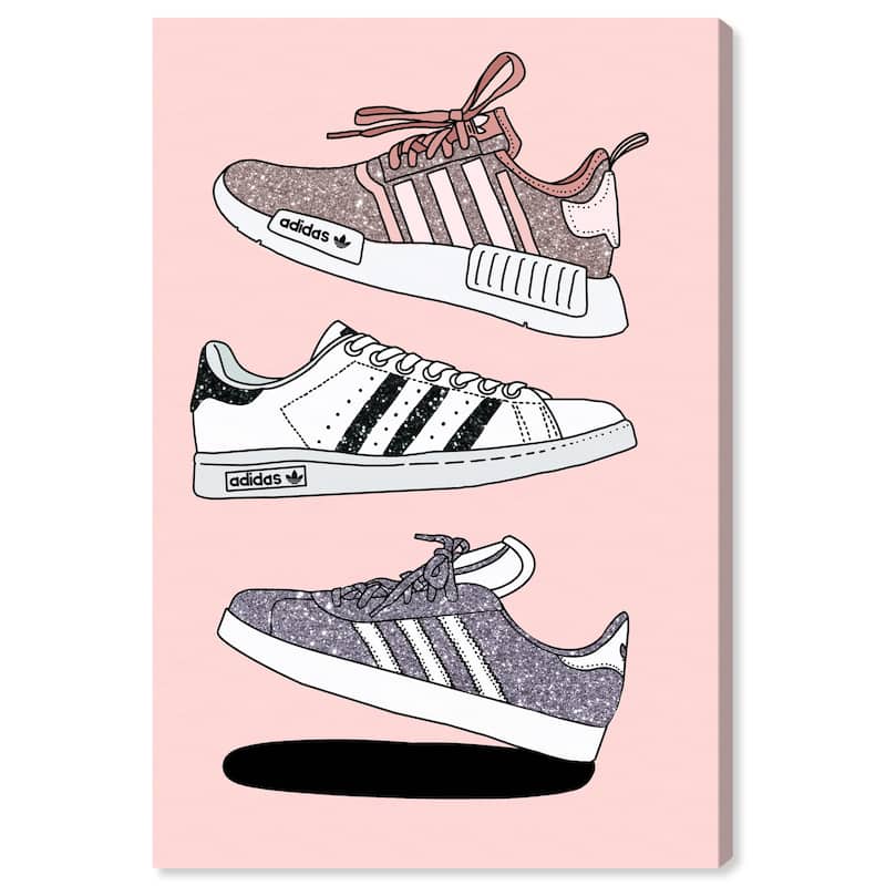 Wynwood Studio Canvas Fashion and Glam Sparkle Sneaker Collection Pink and Metallic Pink Glam Wall Art Canvas Print