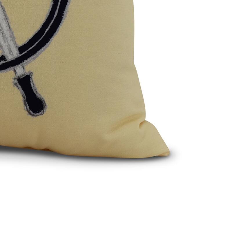 16 x 16 Inch Ship Wheel Geometric Print Outdoor Pillow