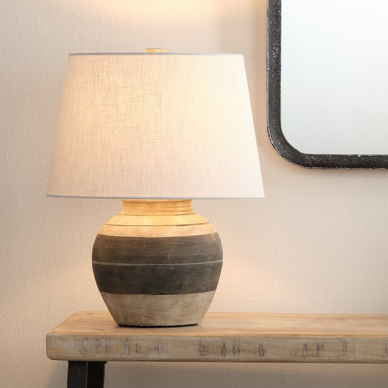 Jamie Young Bernard Ceramic Table Lamp with Linen Shade