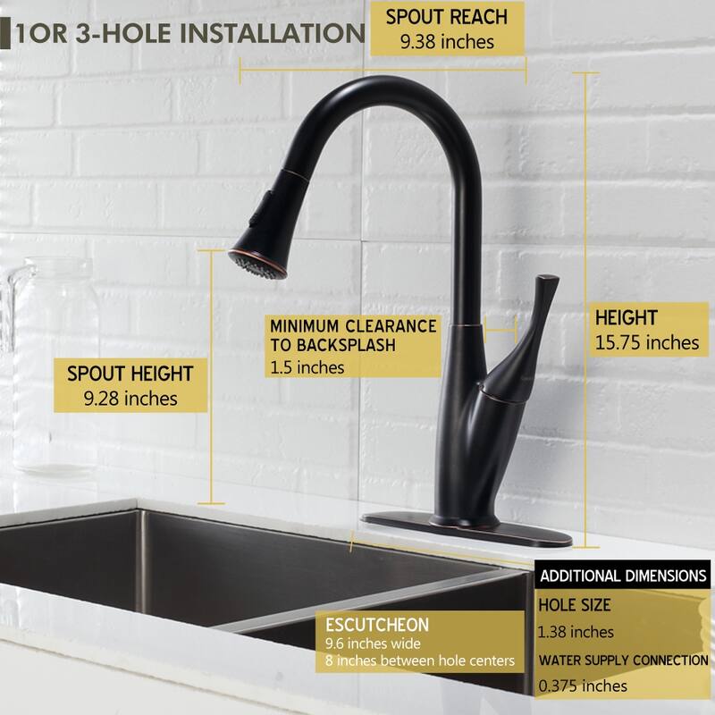 Kitchen Faucet with Pull Out Spraye, Oil-Rubbed Bronze