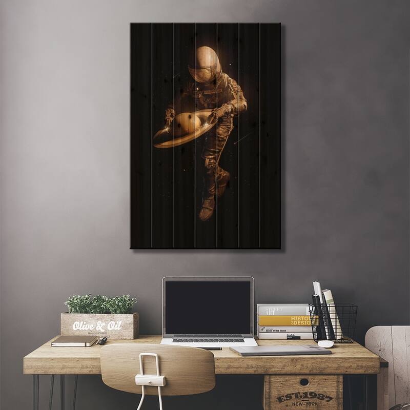 Saturntable II Print On Wood by Nicebleed - Multi-Color