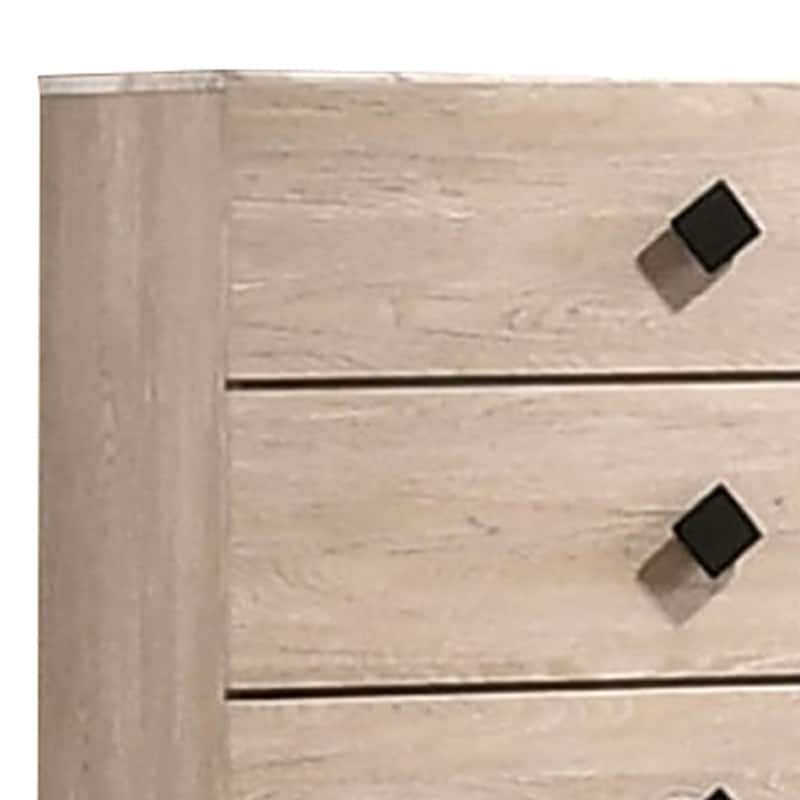 4 Drawer Wooden Chest with Grains and Angled Legs, Cream