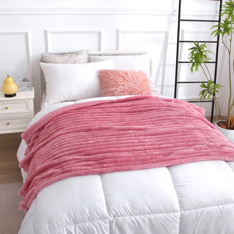 Lightweight Striped Flannel Fleece Blanket