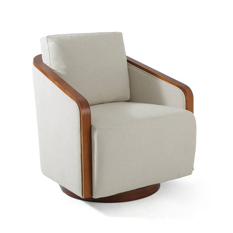 Mid-Century Modern Swivel Accent Armchair Chenille Upholstered Chairs