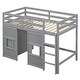 preview thumbnail 18 of 18, Wood Twin Size Loft Bed with Built-in Storage Wardrobe and 2 Windows