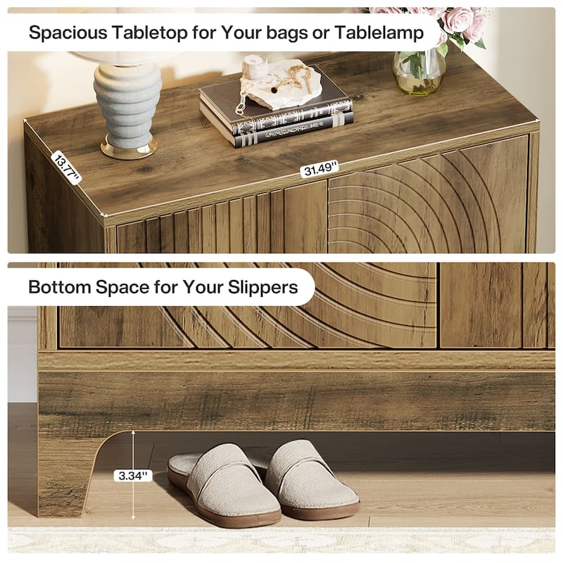 6 -Tier Shoe Cabinet with Doors and Adjustable Shelf - 13.77"D x 31.5"W x 43.31"H