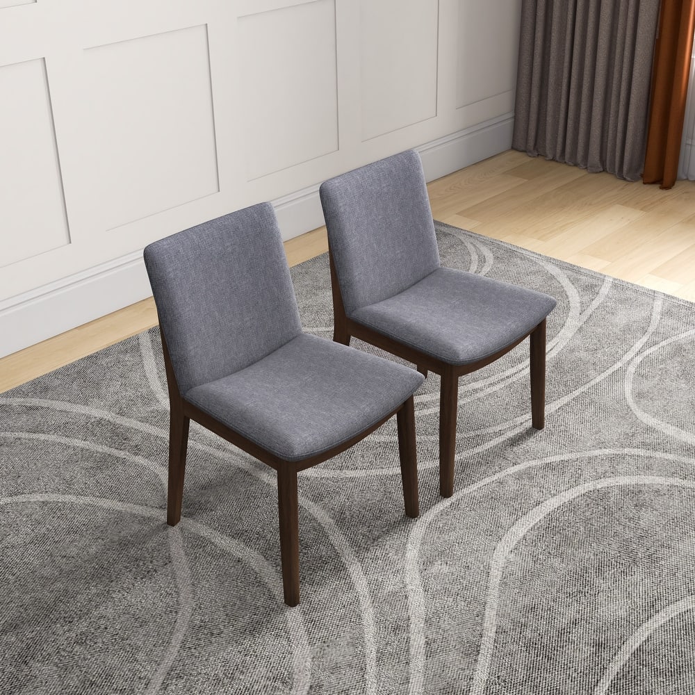 GDFStudio - Laura Mid-Century Modern Solid Wood Dining Chair Set with Upholstered Fabric, Set of 2 - 20"