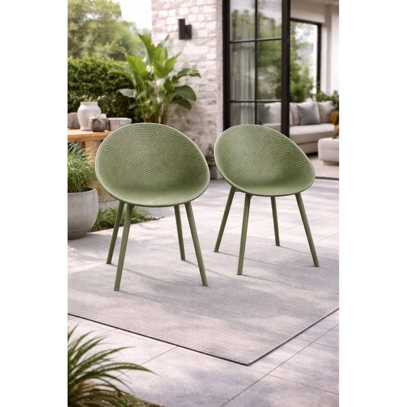 Set of 2 Mid-Century Modern Plastic Dining Chair Plastic Legs with Breathable Perforated Egg Shaped Seat for Indoor/Outdoor Use