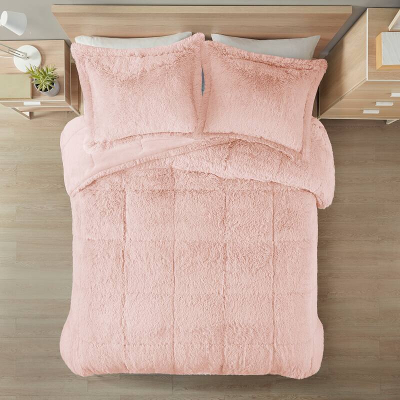 Intelligent Design Leena Shaggy Long Fur Comforter Mini Set