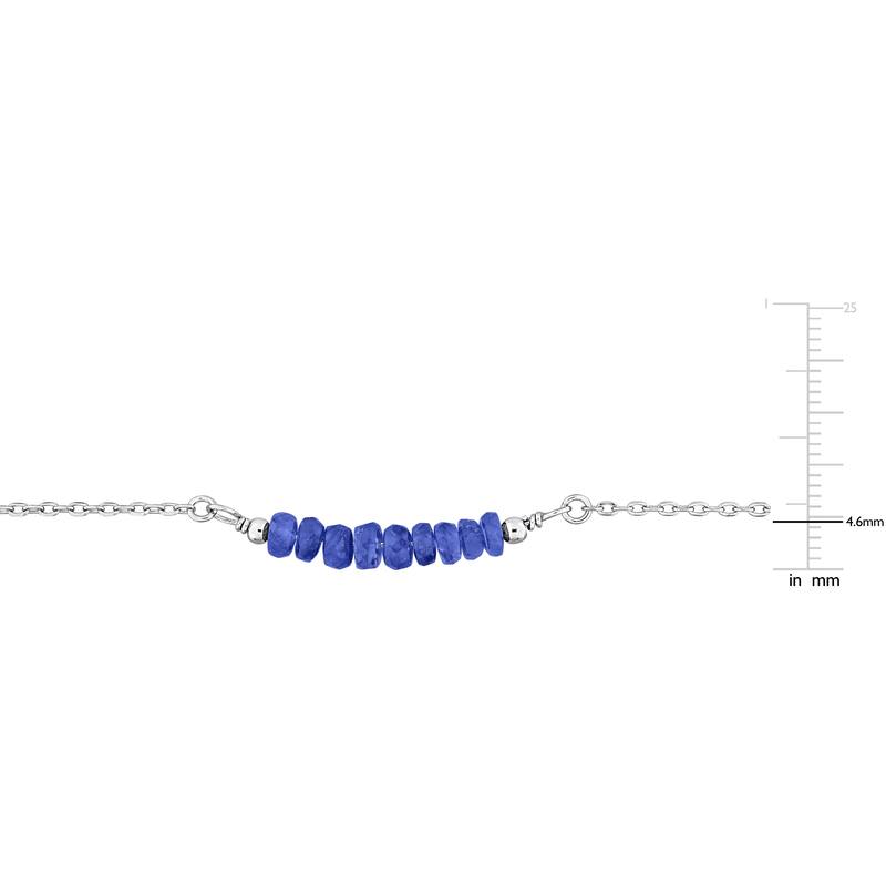 Miadora 0.53ct TGW 3.5-4mm Blue Sapphire Bead Necklace with Rolo Chain in Sterling Silver