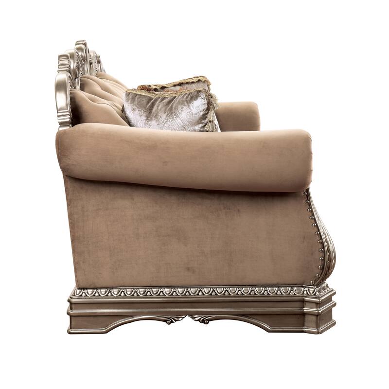 Keplinger Antique Silver Button-Tufted Backrest Sofa
