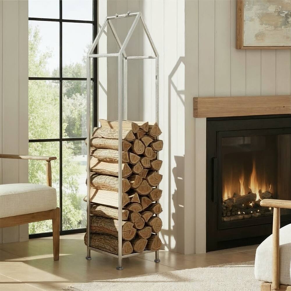 Metal House Shaped Fire Wood Holder with Handle