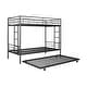 preview thumbnail 10 of 16, Black Twin over Twin Metal Bunk Bed with Trundle & Guardrail