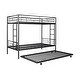 preview thumbnail 10 of 16, Twin over Twin Size Metal Bunk Bed with Trundle, Can Be Separated into 2 Twin Beds, Safety Guardrail, Trundle for Flexible Space