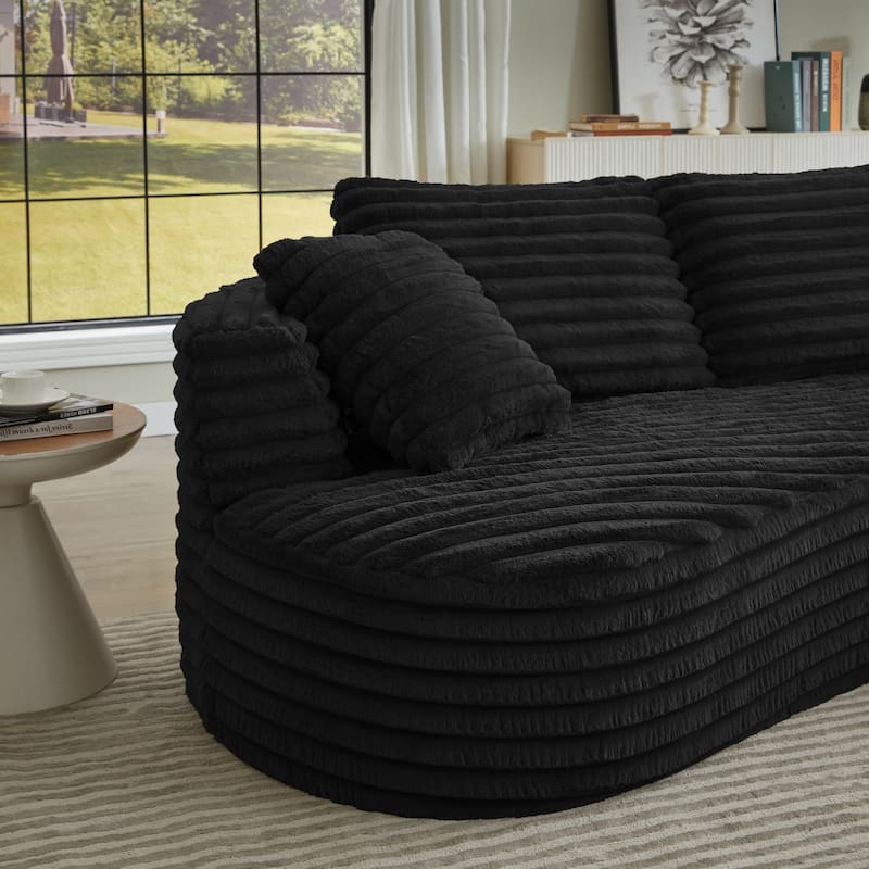 120.9" L-Shaped Modern Minimalist Curved Sectional Sofa with Pillows