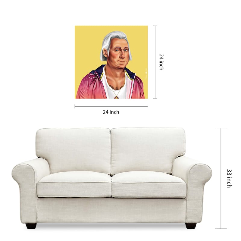Empire Art Direct Hip George Washington Printed Tempered Glass Wall Art - Multi-Color