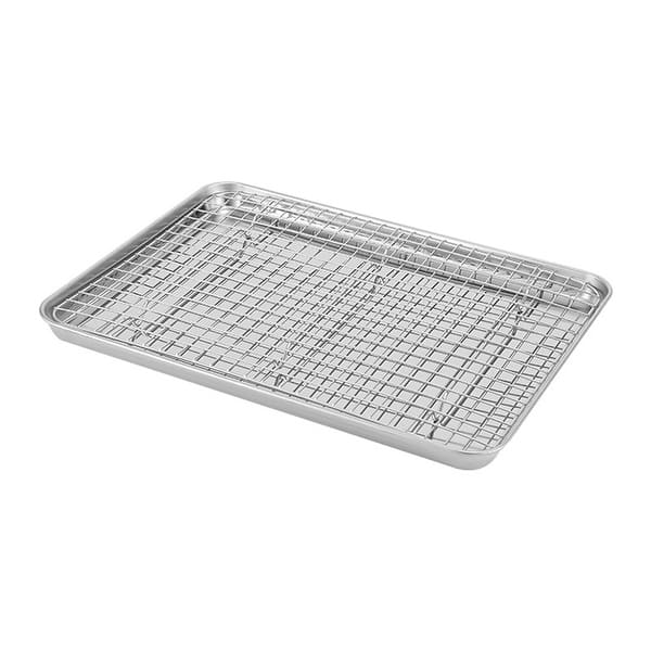 slide 2 of 7, Bakeware Half Sheet Baking Pan and Bakeable Nonstick and Cooling Rack Set, Metal Silver - 1 Piece - 16"x11"x1"