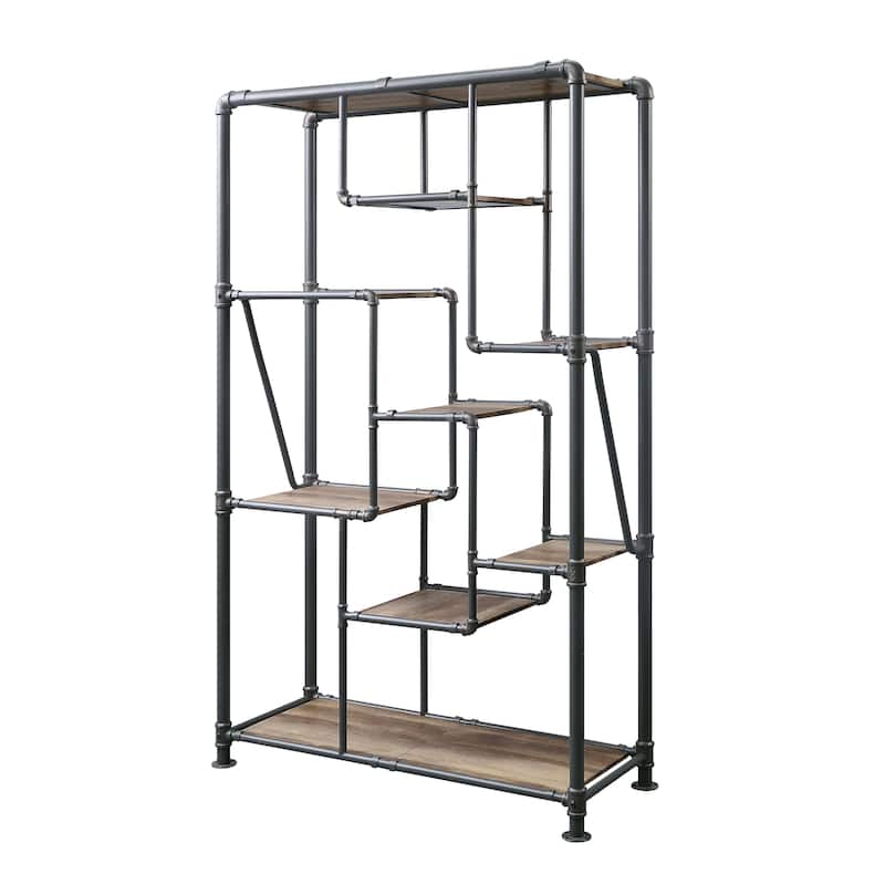 Mankato Antique Oak and Sandy Grey 8-Shelf Bookshelf