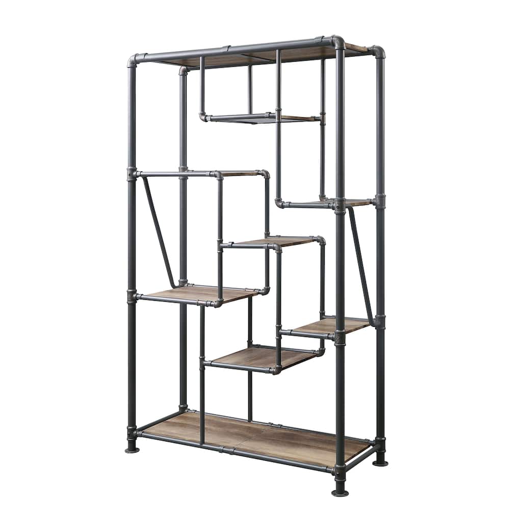 Mankato Antique Oak and Sandy Grey 8-Shelf Bookshelf