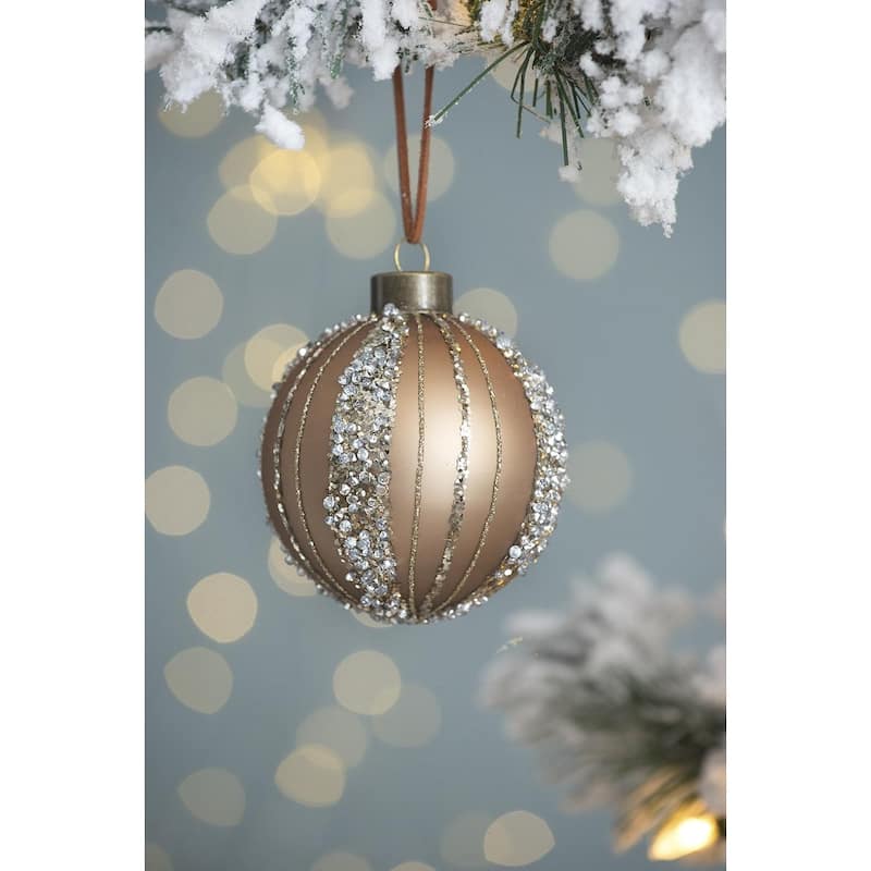 D3.9" Christmas Ball Ornaments, Glass Decorative Hanging Ball Christmas Tree Ornaments for Holiday Decorations, Set of 6 - Gold