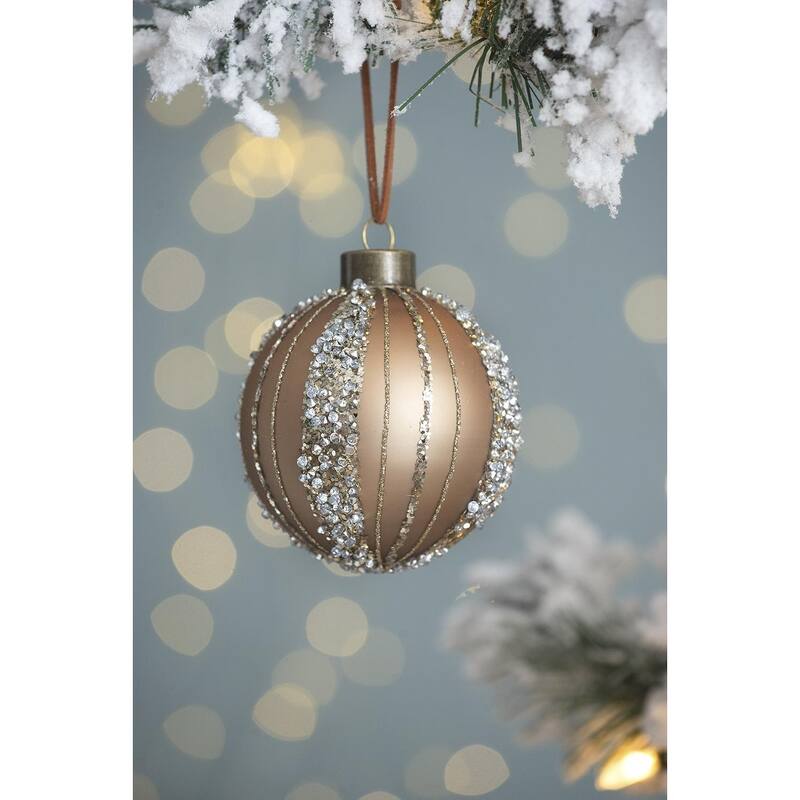 D4.7" Christmas Ball Ornaments, Glass Decorative Hanging Ball Christmas Tree Ornaments for Holiday Decorations, Set of 4 - Gold