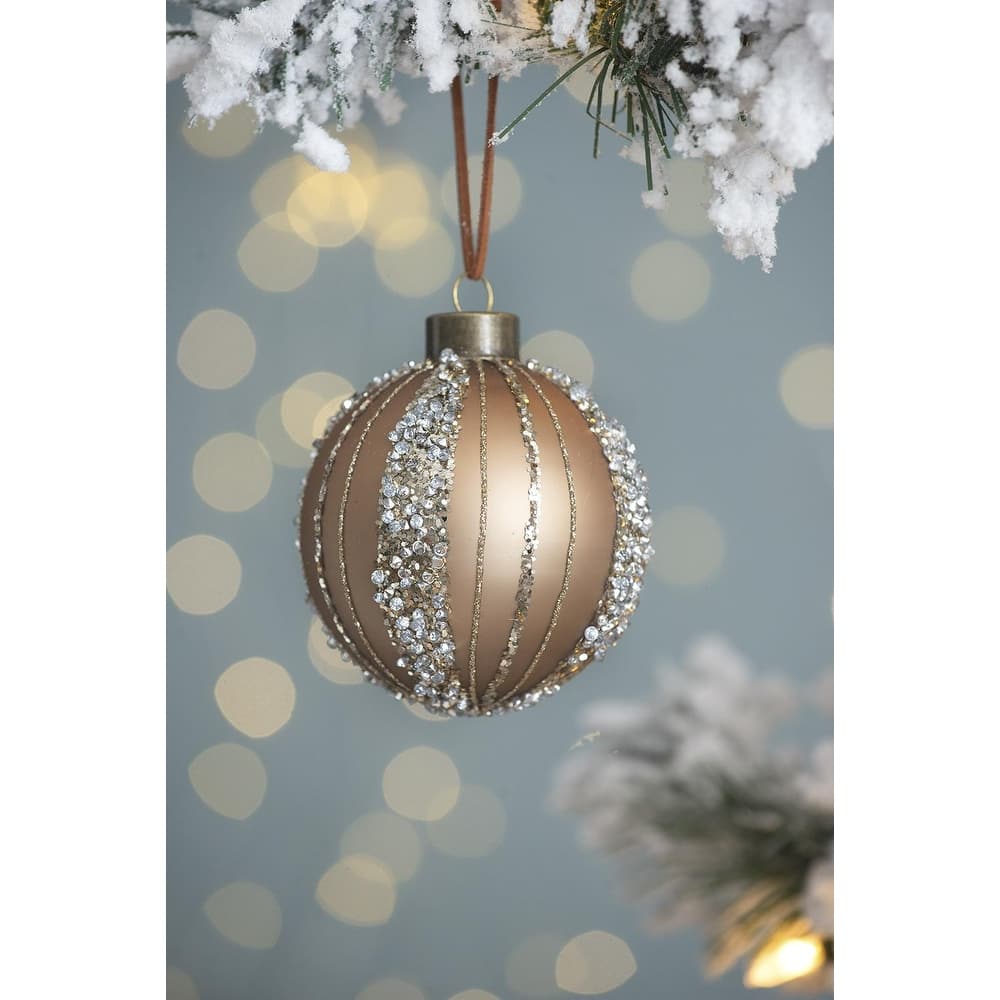 D4.7" Christmas Ball Ornaments, Glass Decorative Hanging Ball Christmas Tree Ornaments for Holiday Decorations, Set of 4