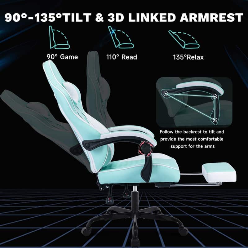 Adults with Footrest Swivel Video Game Chair